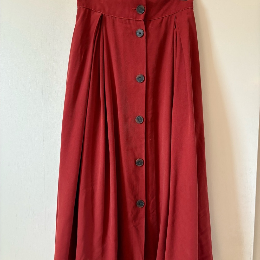 Pinkyotto Red Button-Front A-Line Skirt with Pleats - Picture 9 of 16